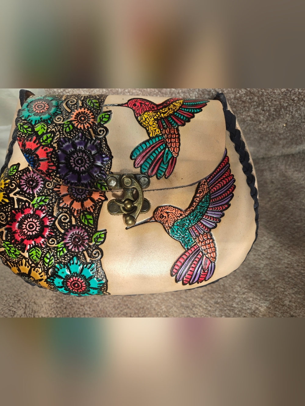Leather Crossbody Bag - Multicolor - Picture 3 of 6